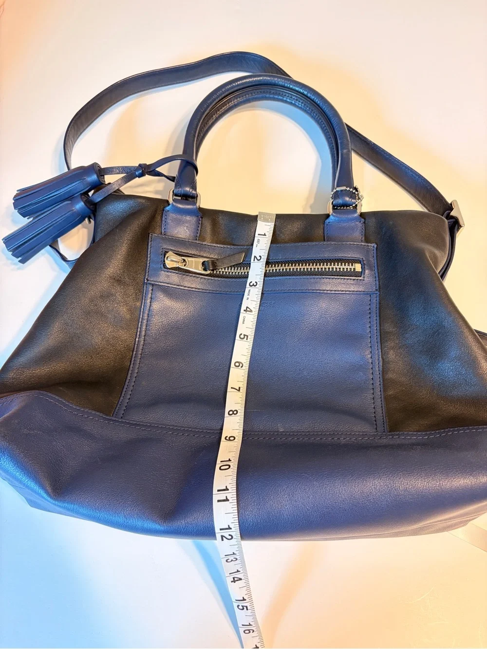 Coach Two-Tone Black and‎ Navy Leather Shoulder Bag